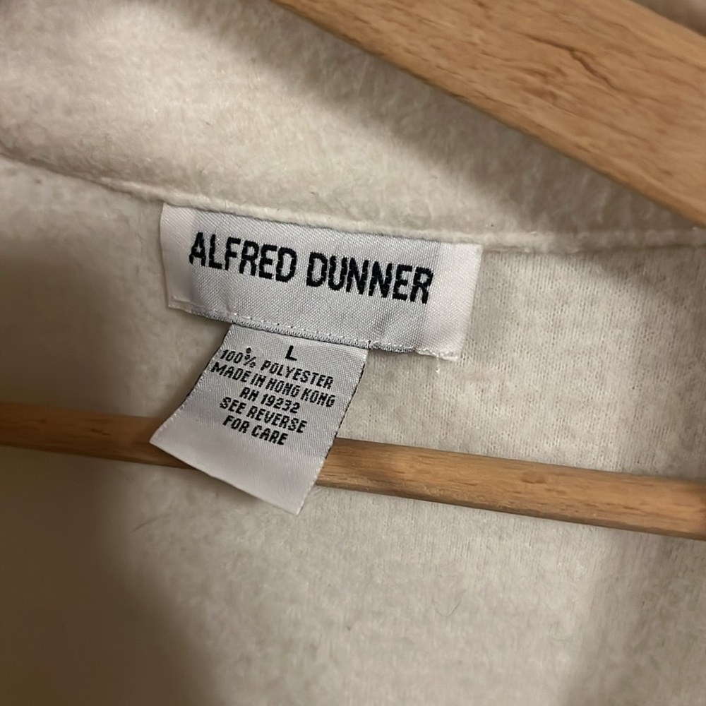 Alfred Dunner Cream and Blue Patterned fleece Jacket - Picture 2 of 4